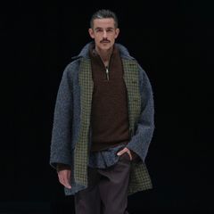 【残り一点】Needlepunched Cotton Plaid Cut Off Coat