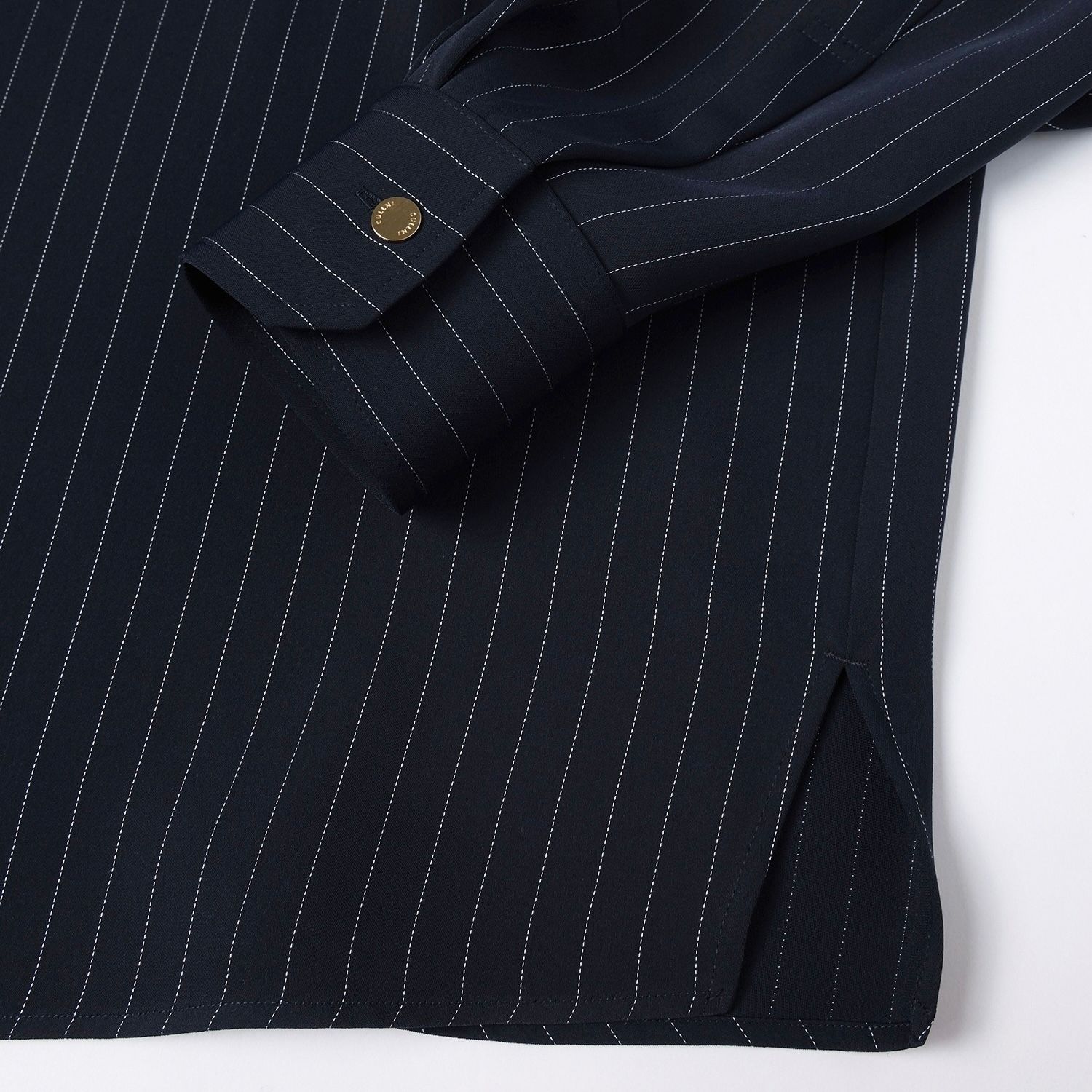 【残り一点】Stripe Double Cloth Chin Tab Long Sleeve Shirt