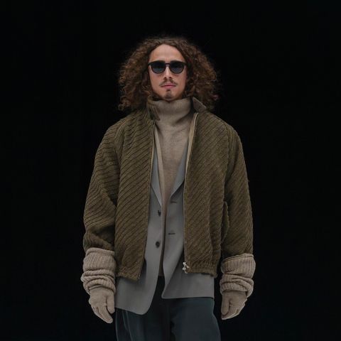 【残り一点】Herringbone Bonding Tweed Harrington Jacket