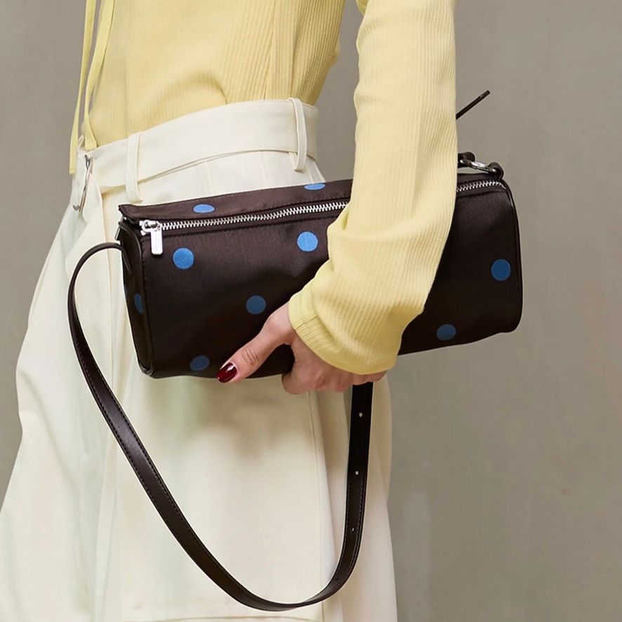 【残り一点】ドットナローダブルジップボストン