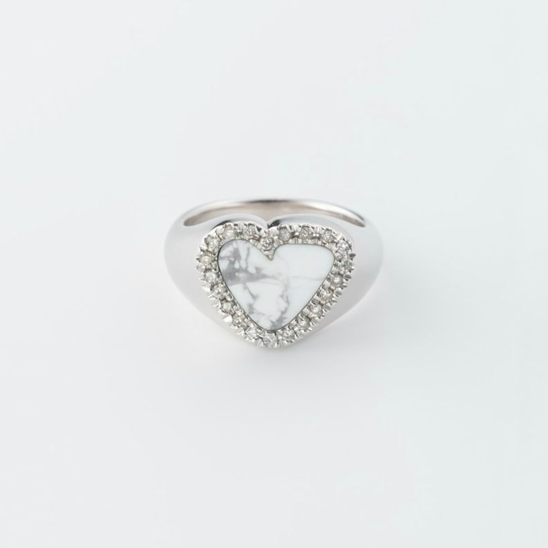 【お取り寄せ注文可能】Diamond Heart Stone Ring(WHITE×SILVER)