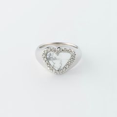 【お取り寄せ注文可能】Diamond Heart Stone Ring(WHITE×SILVER)
