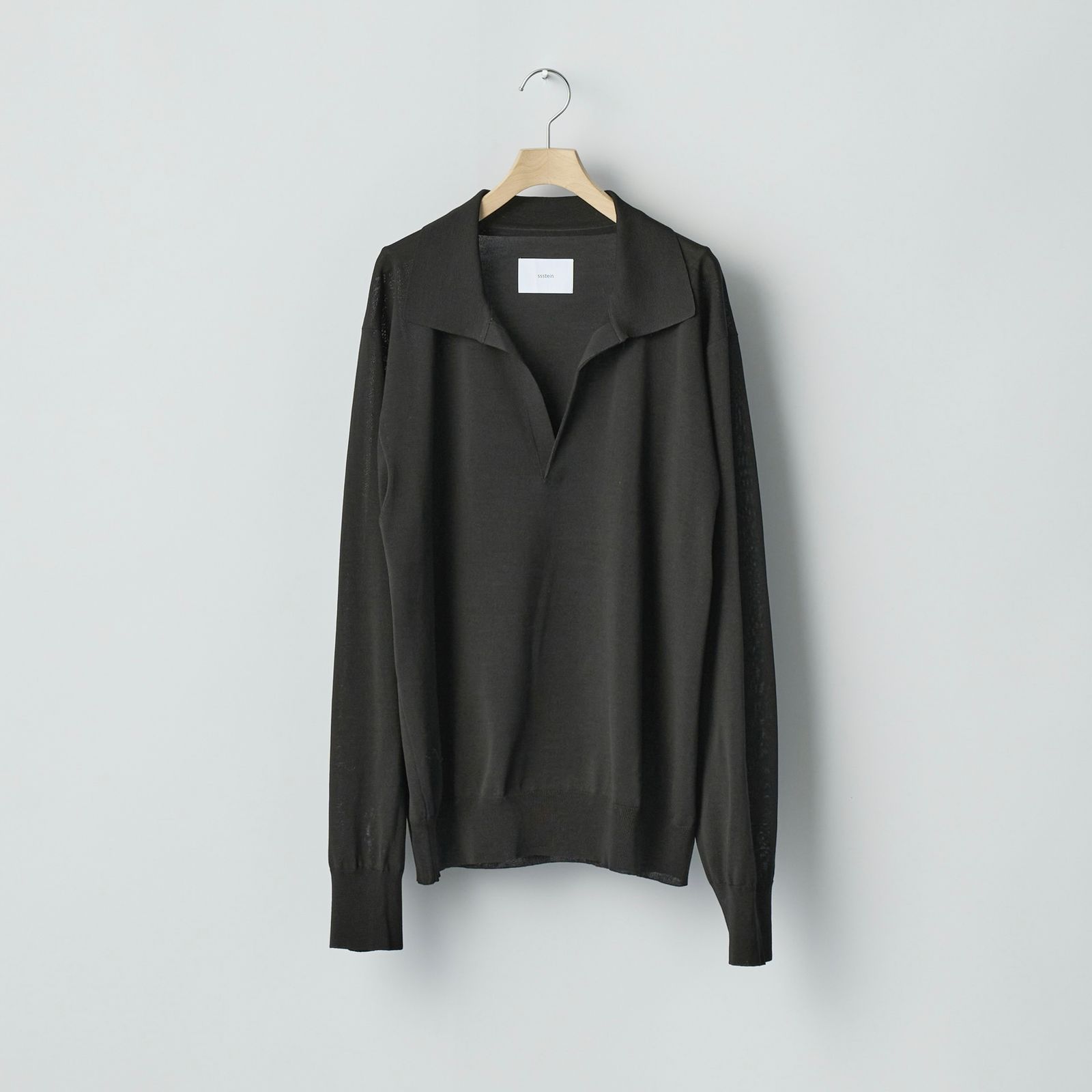 トップス ssstein_COTTON CASHMERE KNIT SKIPPER LS ssstein シュタイン】 COTTON CASHMERE KNIT SKIPPER LS / BLACK