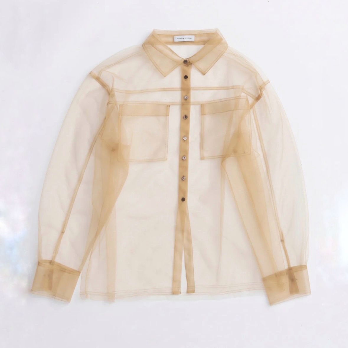 【残り一点】Tulle Shirt Layered Polo Knit Cardigan