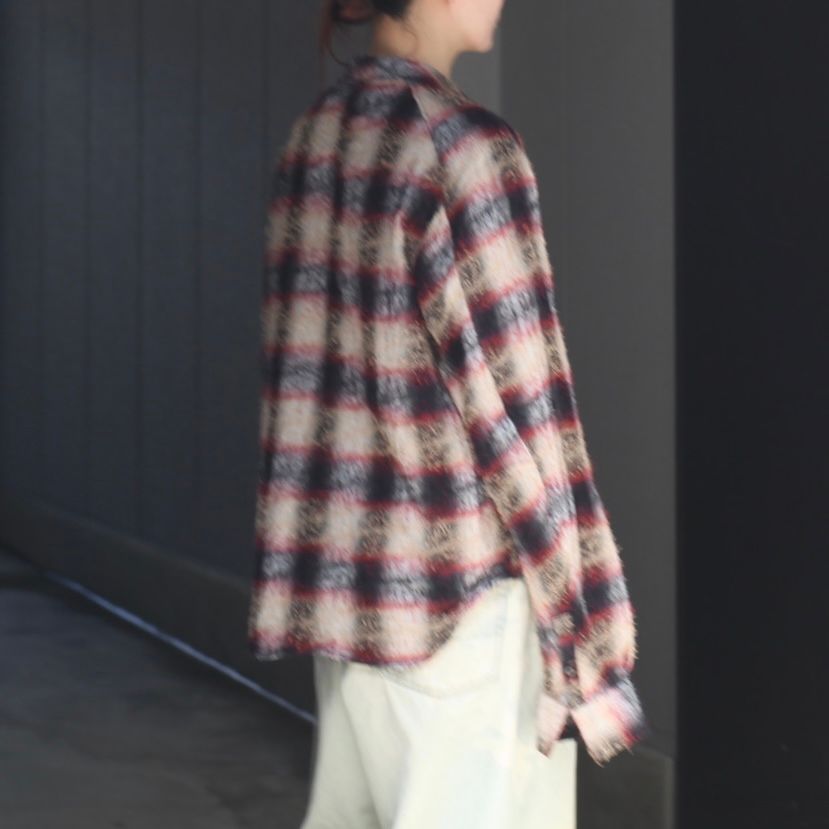 【残り一点】Shaggy Ombre Ribbon Shirt(DRUNK)