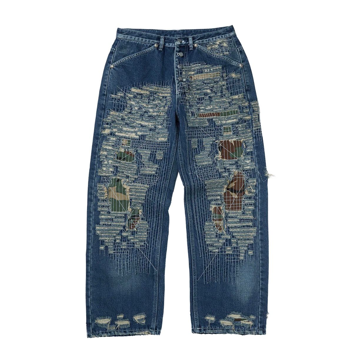 【残り一点】Vintage-Stitched Camo Denim Pants