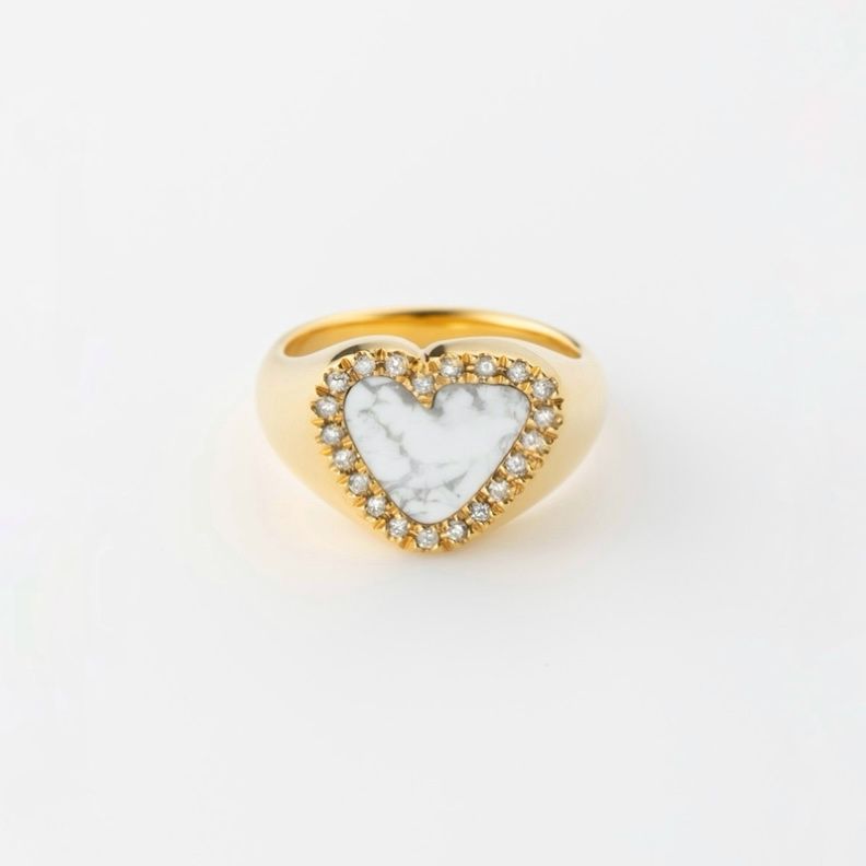 【お取り寄せ注文可能】Diamond Heart Stone Ring(WHITE×GOLD)