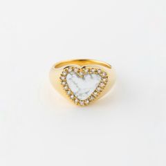 【お取り寄せ注文可能】Diamond Heart Stone Ring(WHITE×GOLD)