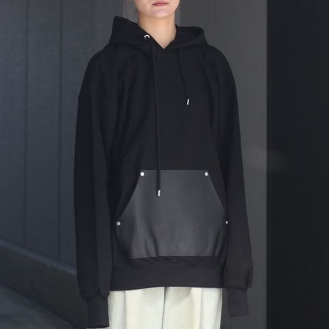 【残り一点】Leather Pocket Sweat Hoodie