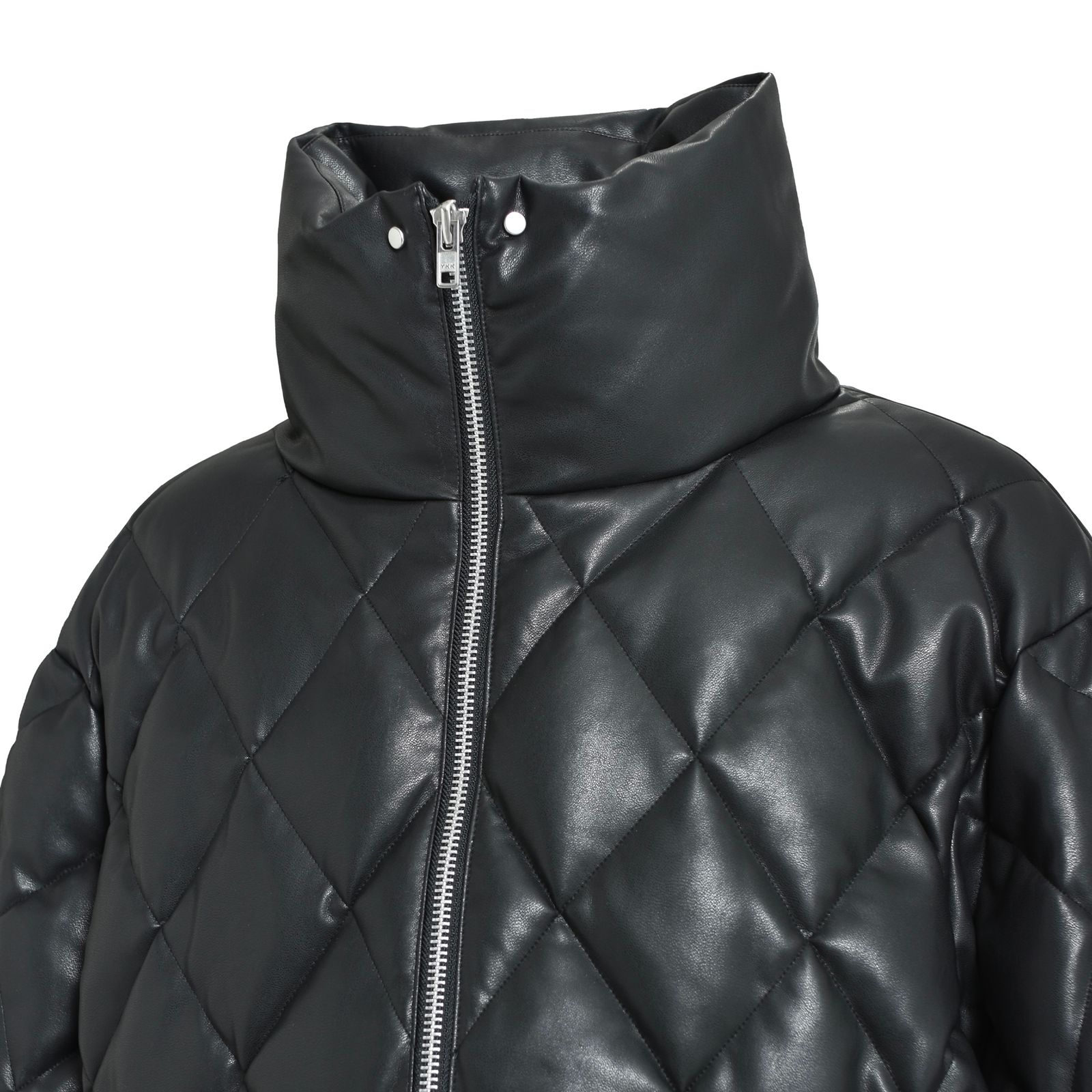 【残り一点】Faux Leather Quilting Down Jacket