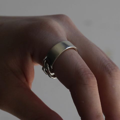 【お取り寄せ注文可能】Curb Chain ID Ring_M(ANTIQUE)