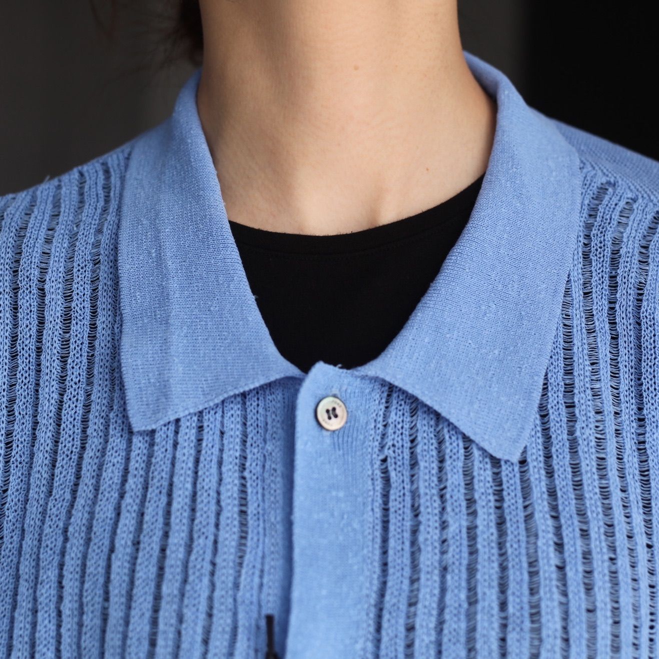 【残り一点】Rib Knit Sheer Shirt