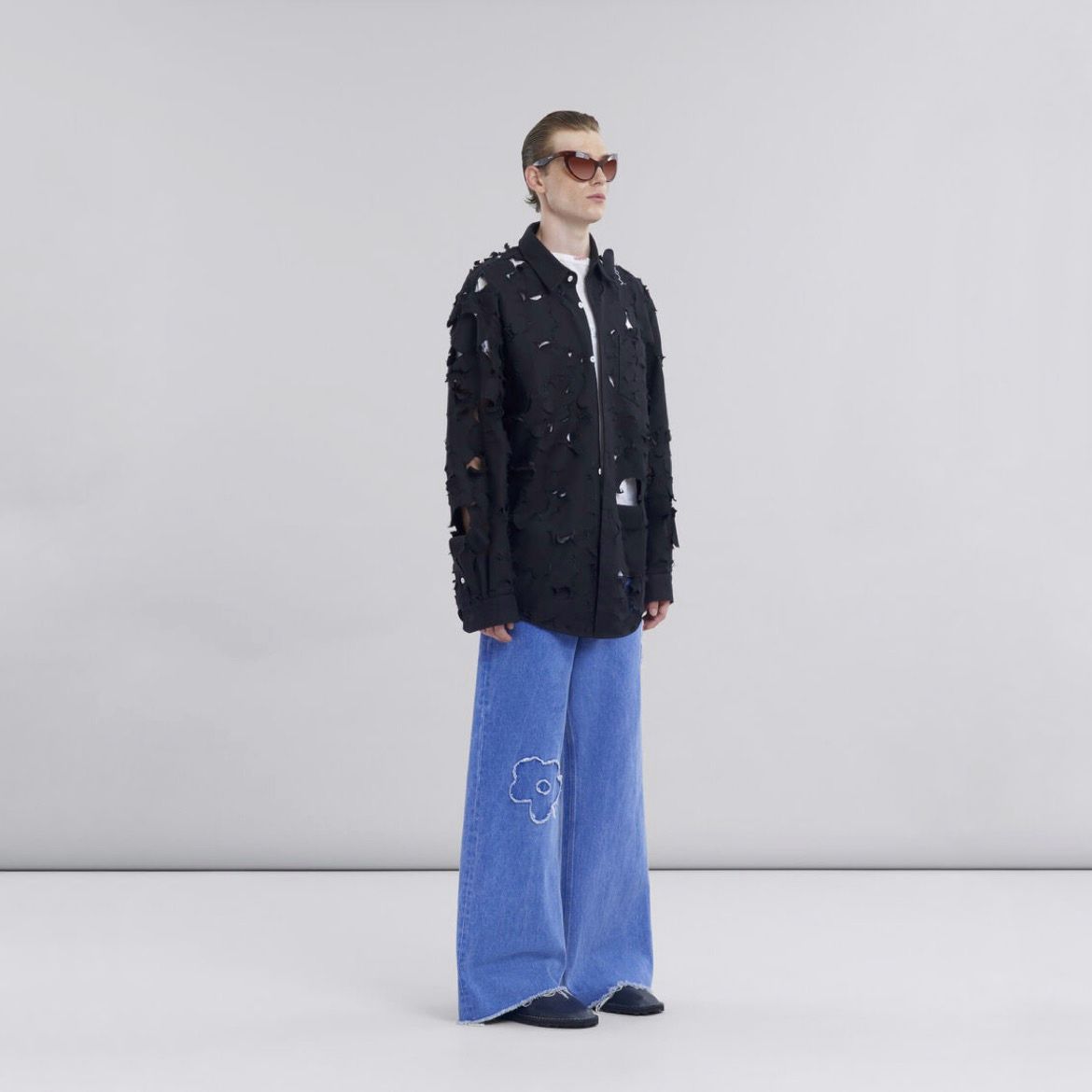【残り一点】Patched Coated Organic Denim Trousers
