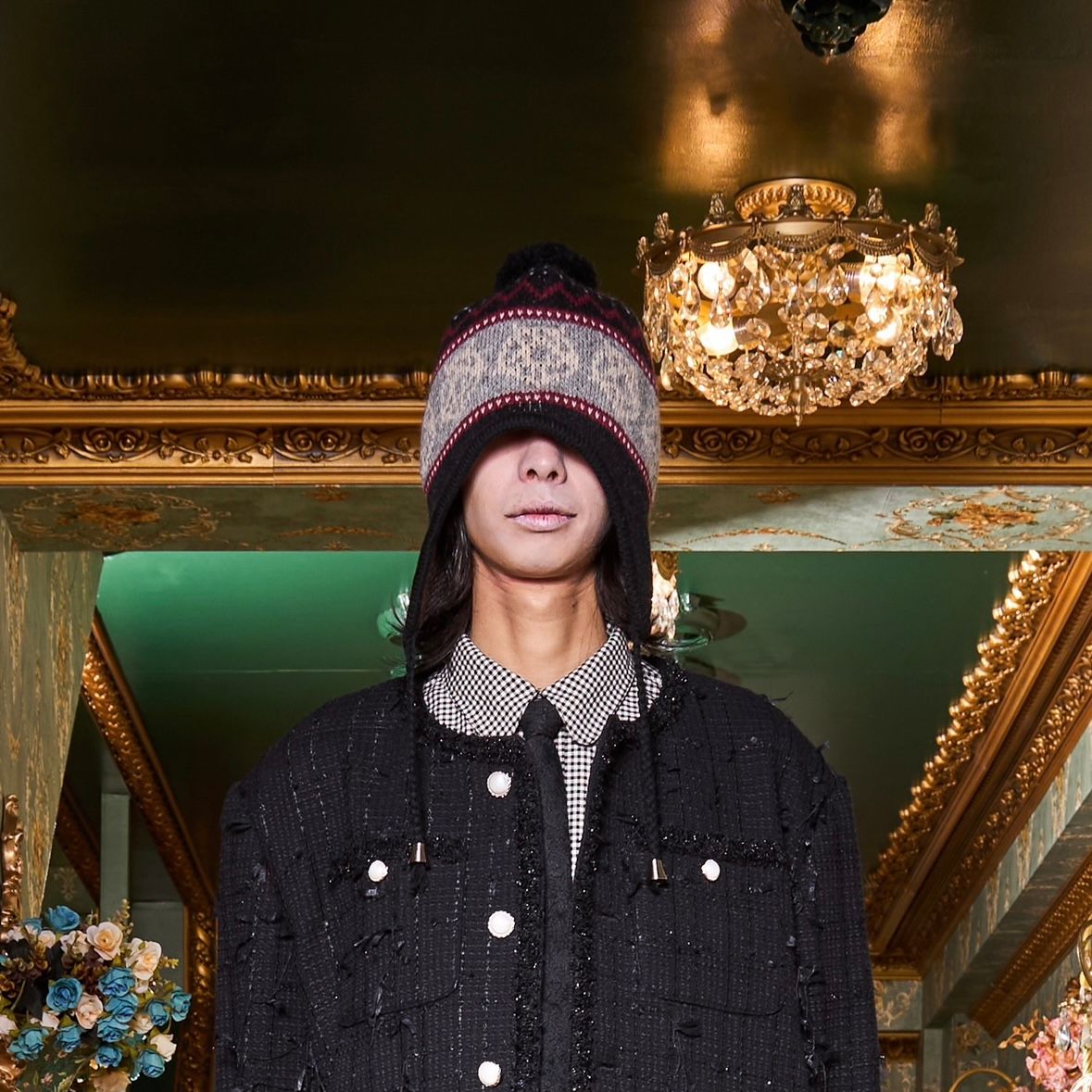 【残り一点】Wool Knit Flap Pompom Beanie