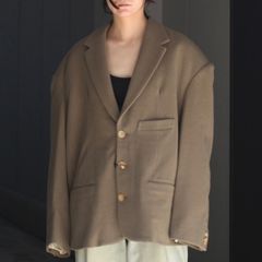 【残り一点】Round Big Shoulder Wool Cashmere Jacket