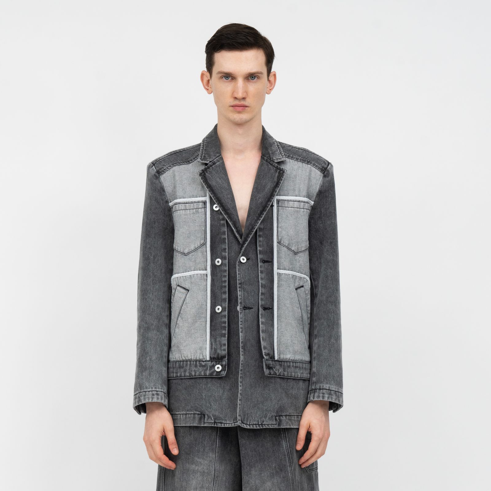 Feng Chen Wang - 【残り一点】Inside Out Patched Denim Jacket 
