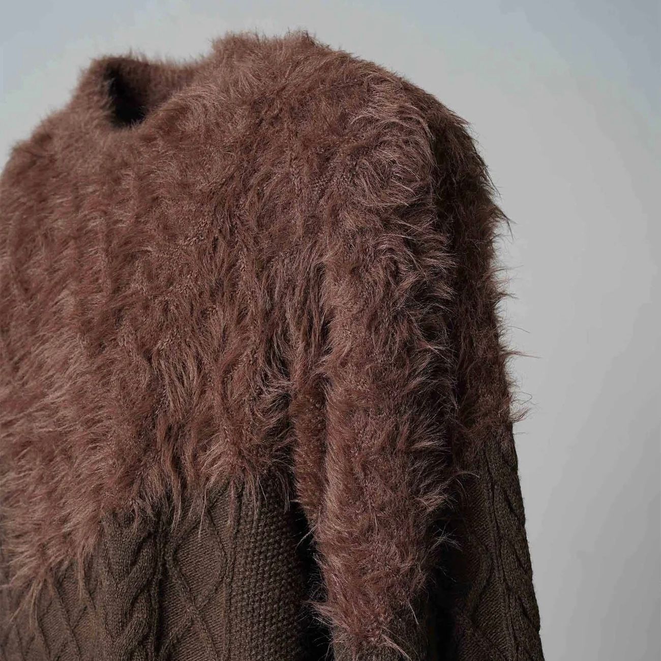 【残り一点】Cable Shaggy Mix Prime Over Crew Neck Knit Pull Over