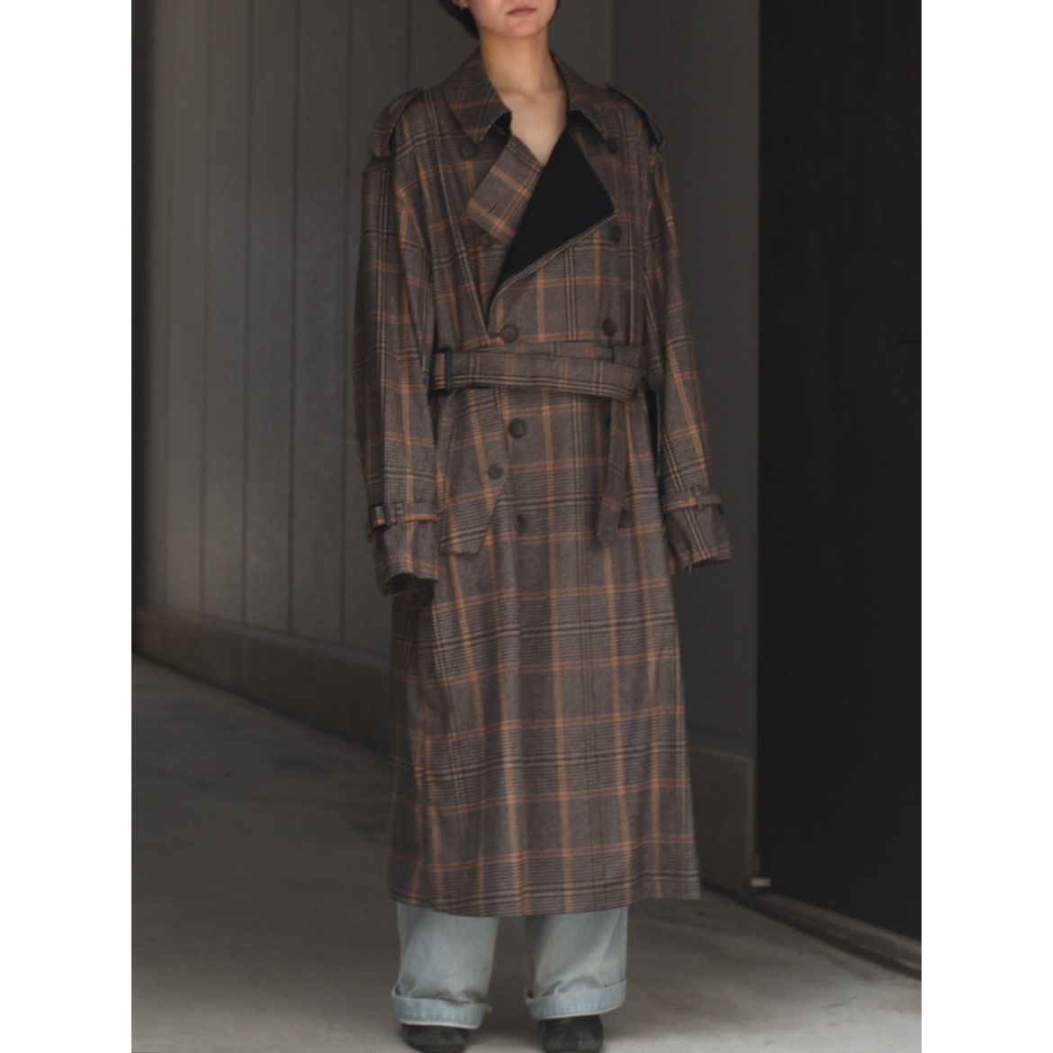 stein - 【残りわずか】Oversized Double Lapeled Trench Coat