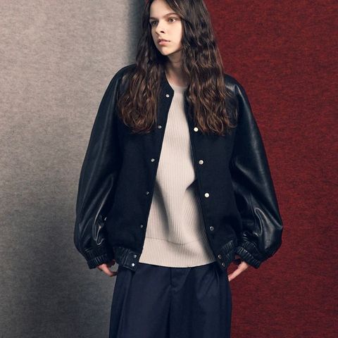 【残り一点】Sheep Leather Melton Combination Stadium Jacket