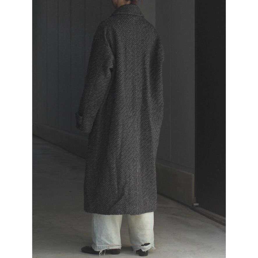 【残り一点】Herringbone Bonding Tweed Big Balmacaan Coat