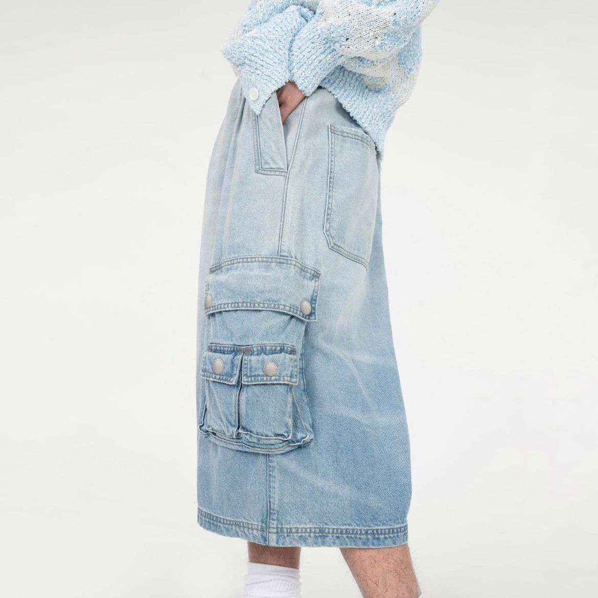 【残り一点】Oversized Mid Length Denim Cargo Trouser
