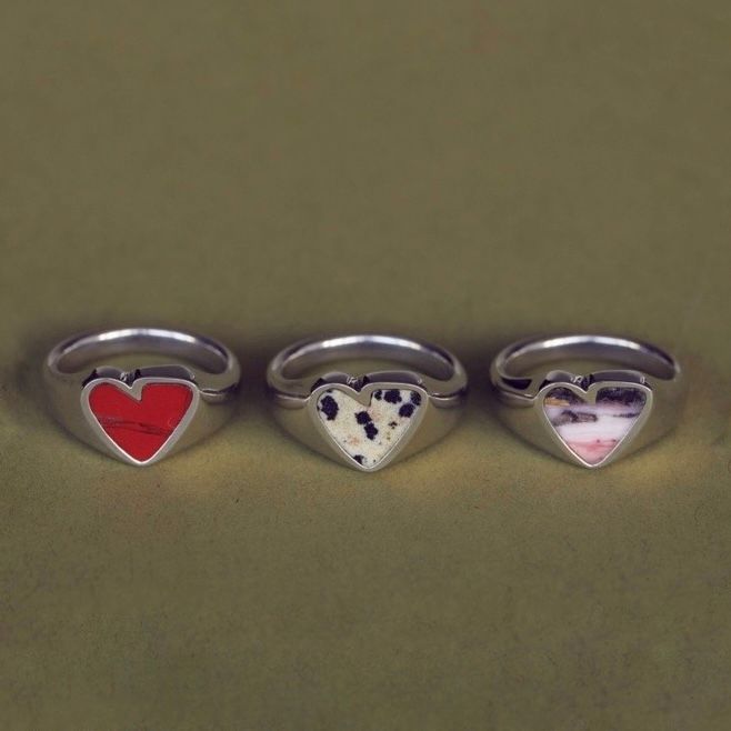 【お取り寄せ注文可能】Rough Heart Pink Opal Stone Ring(PINK×SILVER)