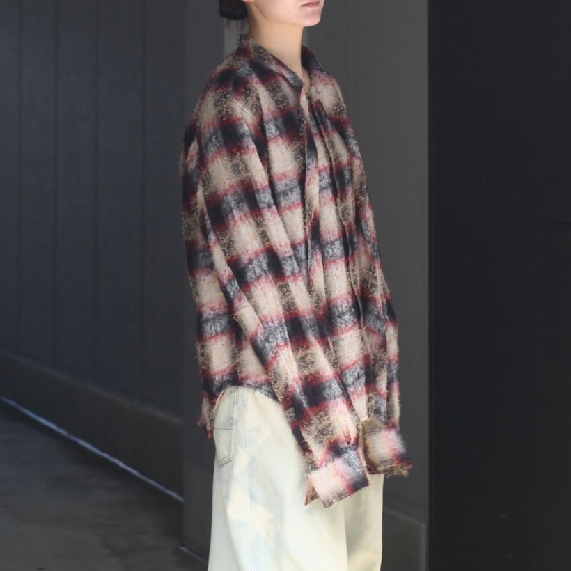 【残り一点】Shaggy Ombre Ribbon Shirt(DRUNK)