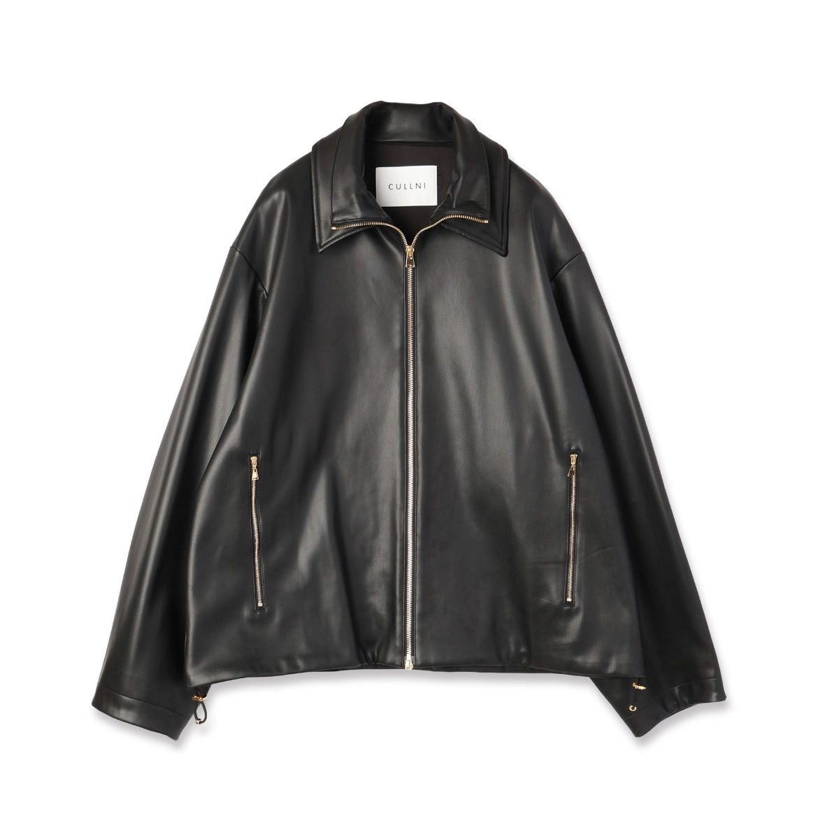 【残り一点】Faux Leather Layerd Collar Zip Up Jacket