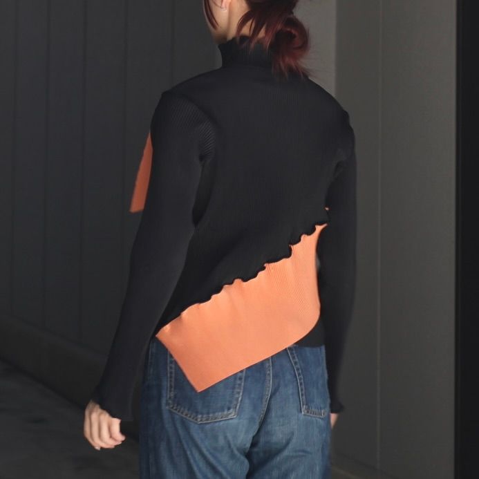 【残り一点】Spiral Wave Long Sleeve Top High Neck Type