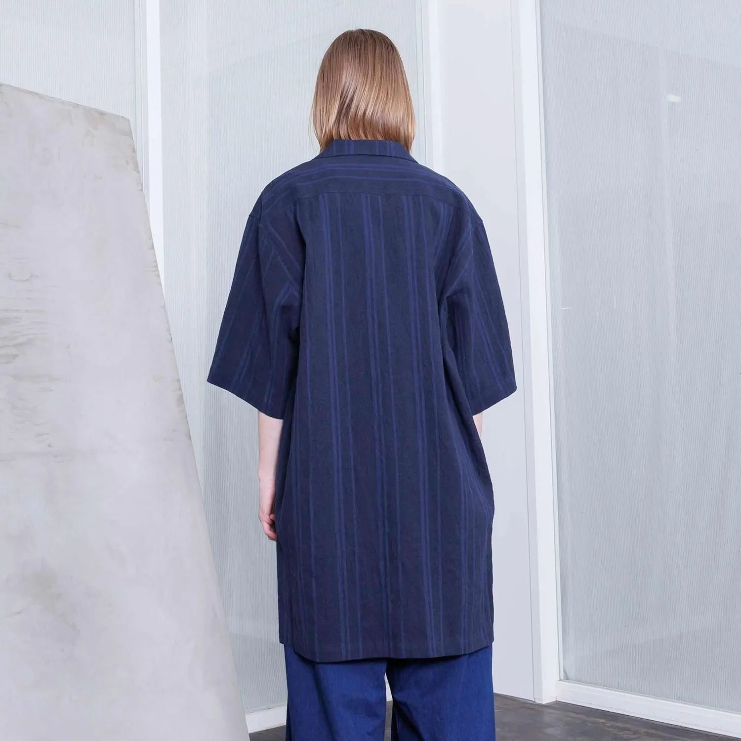 【残り一点】ポケットオープンカラーシャツ(LINEN/COTTON)