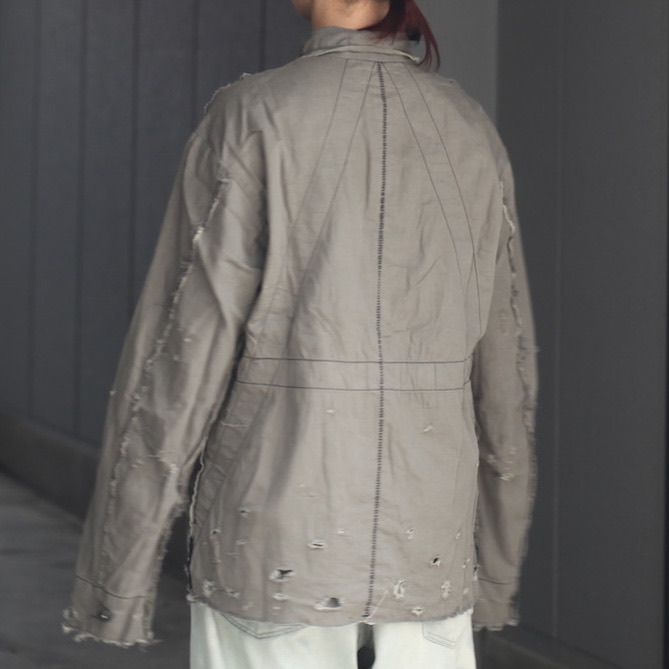 【残り一点】PW Slash Seam HBT Work Shirt With Damaged (FROM COAL MINE)