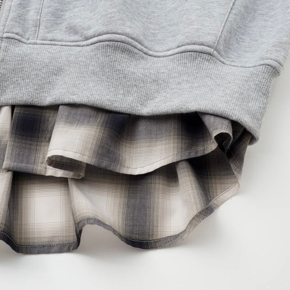 【残り一点】2in1 Zip Hoodie with Check Shirt