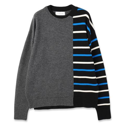 【残り一点】Asymmetrical Border Layered Rib Pullover Knit