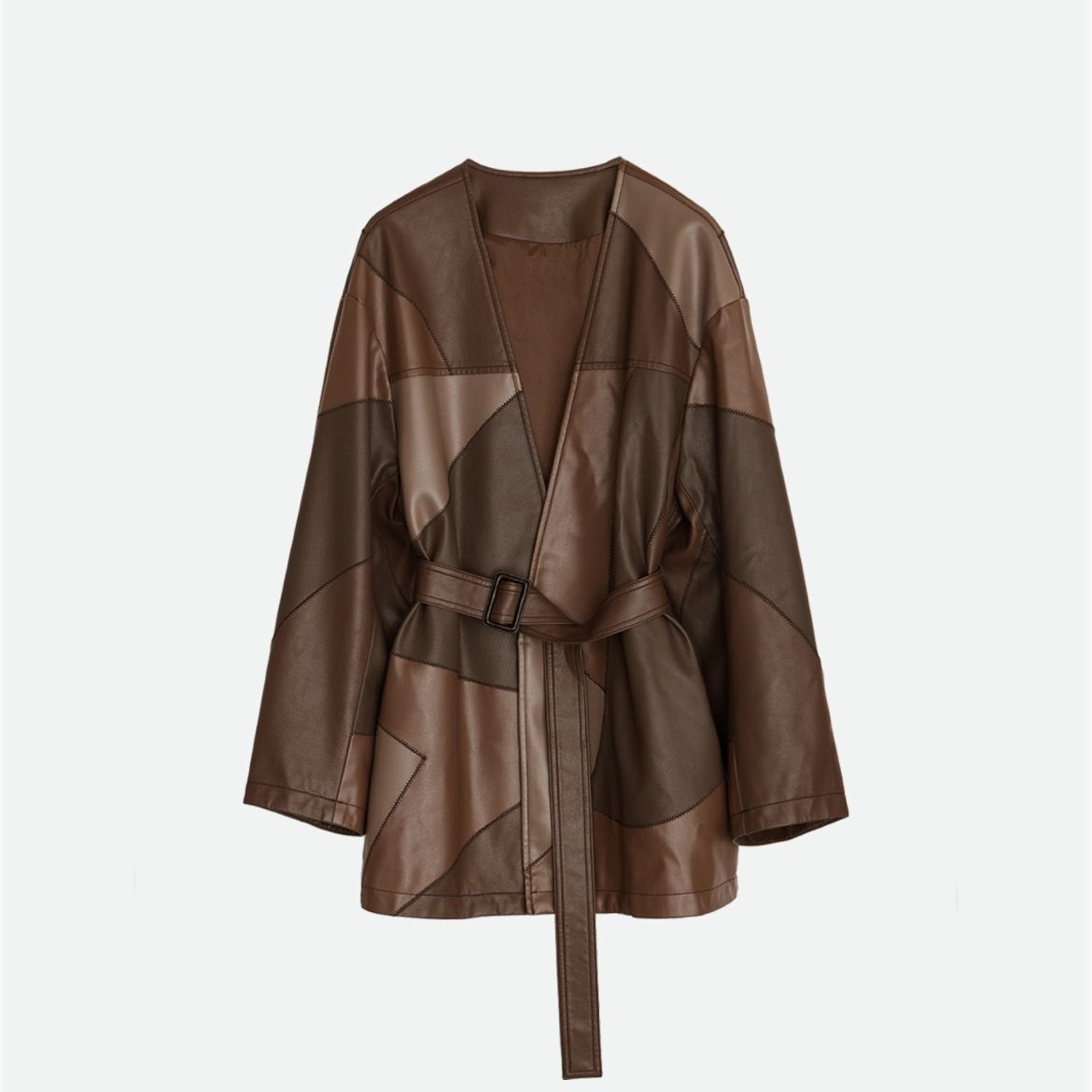【残り一点】Patchwork Fake Leather Jacket