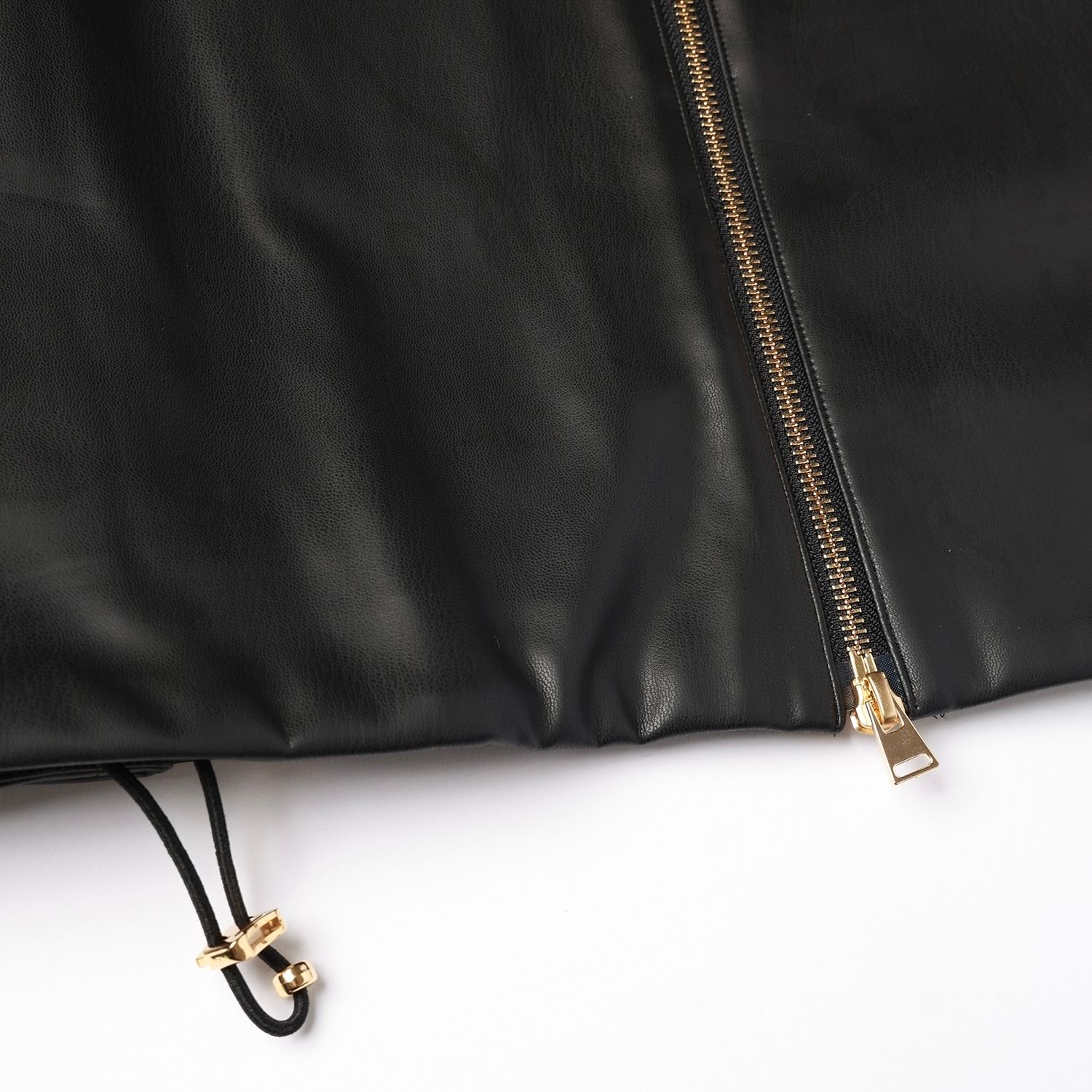 【残り一点】Faux Leather Layerd Collar Zip Up Jacket