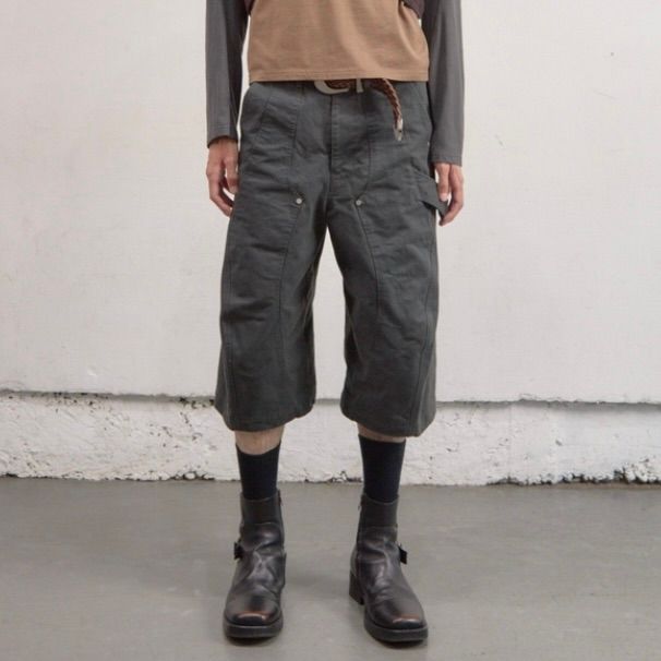 【残り一点】Curved Leg Double Knee Work Short Pants