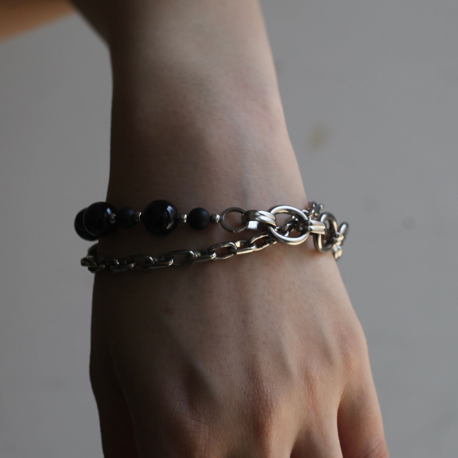 【残り一点】Beads Chain Breacelet_A(SILVER)