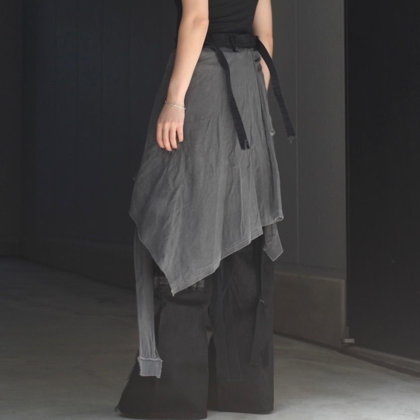 【残り一点】Slash Seam Twist Cargo Jeans with Wrapped(NOIR)