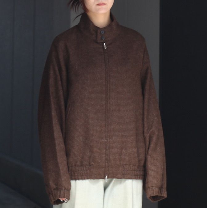 【残り一点】Alpaca Hound Tooth Harrington Jacket