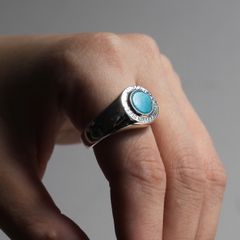 【お取り寄せ注文可能】Round Stone Ring_L(BLUE)