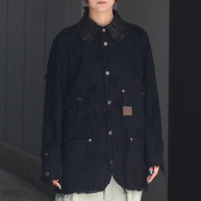 【残り一点】Rustic Collar Chore Jacket Boro Crust(NOIR)