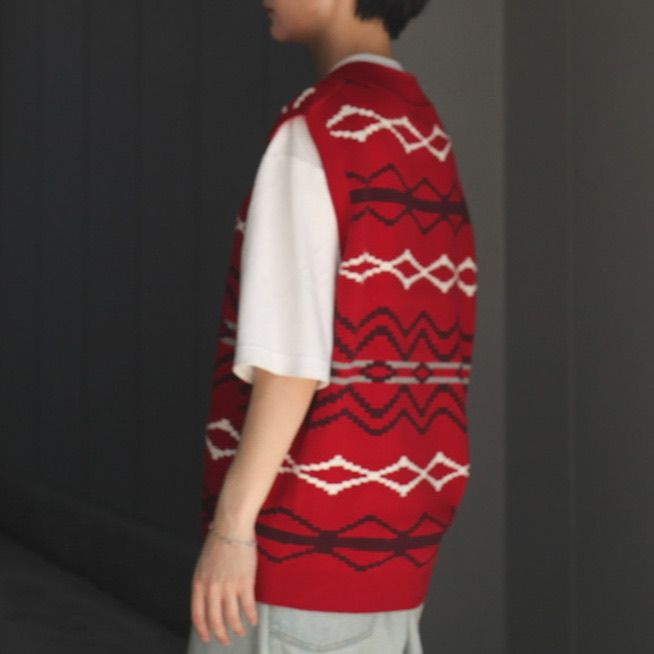 TTT MSW - 【残り一点】Nordic Knit Vest Red | ACRMTSM ONLINE STORE