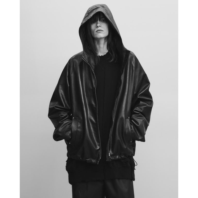 stein Leather Hooded Short Jacket - その他