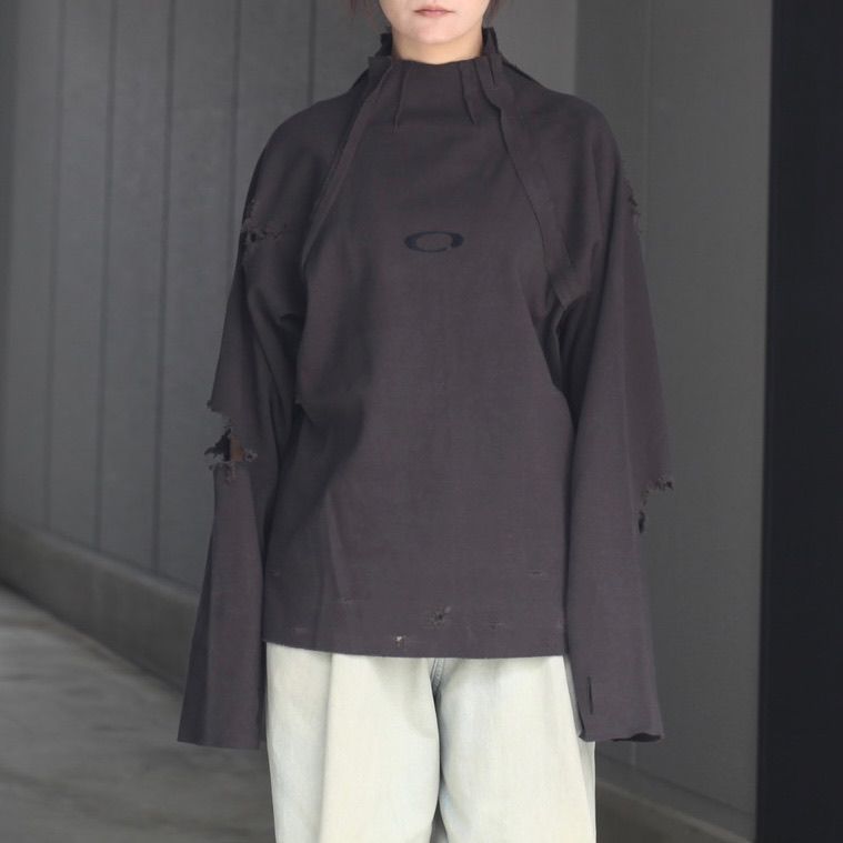 【残り一点】High Neck Cotton Logo Knit with Damaged(HIGH GAUGE RIB KNIT)