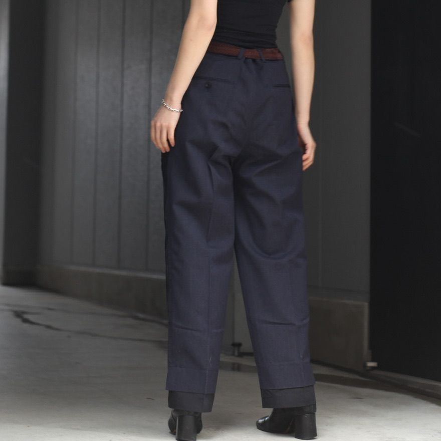 YOKE◇JACQUARD BELTED WIDE TROUSERS ポリエステル GRN 総柄