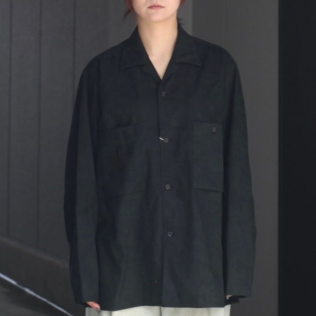 【残り一点】Synthetic Suede Open Collar Shirt