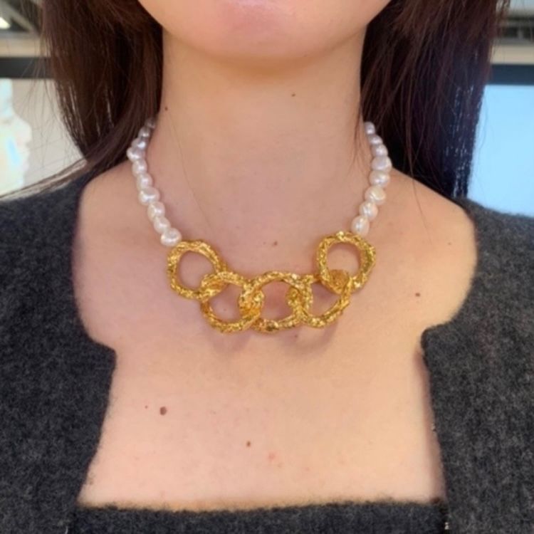 【お取り寄せ注文可能】Baroque Pearl Melted Chain Necklace