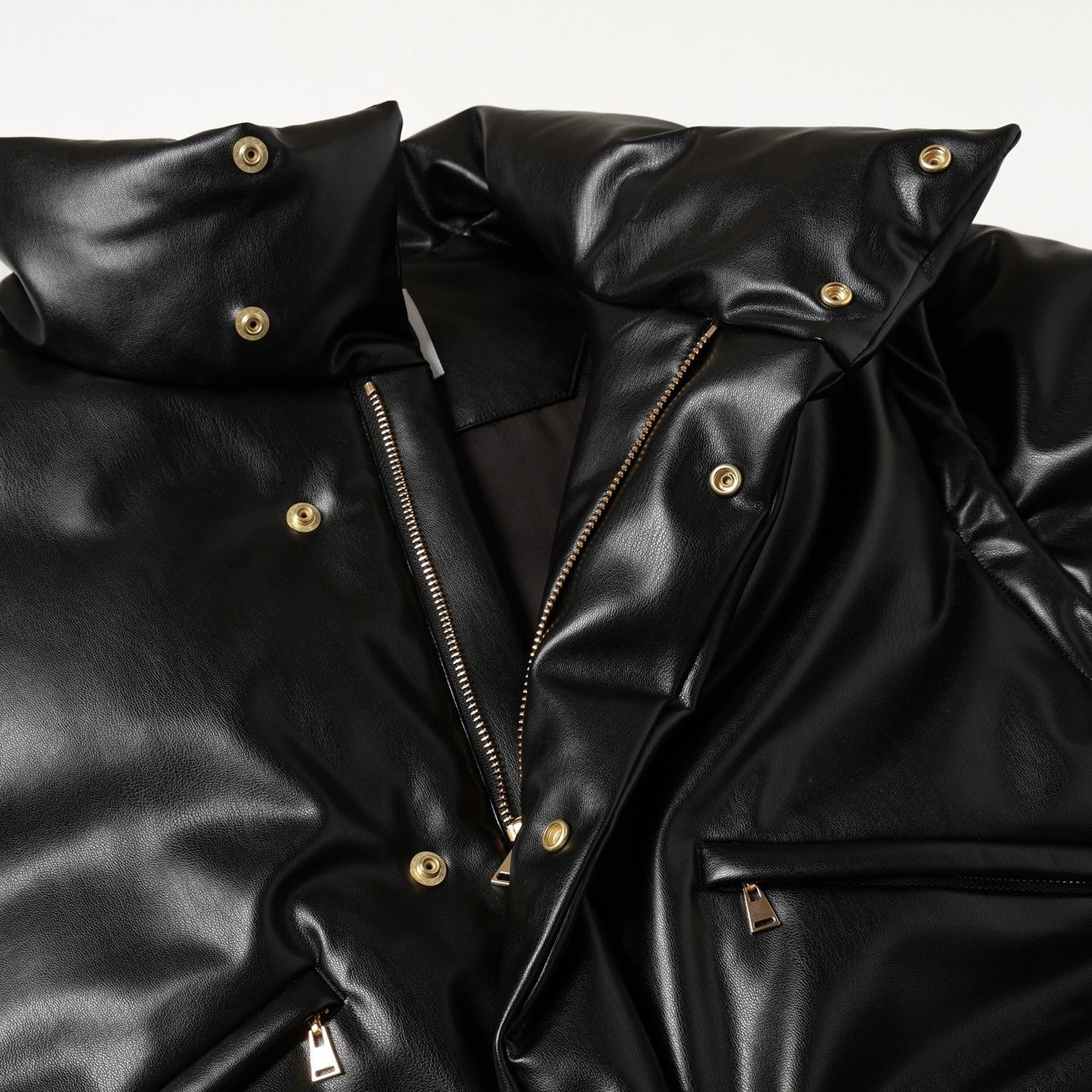 【残り一点】Faux Leather Removable Sleeve Down Jacket