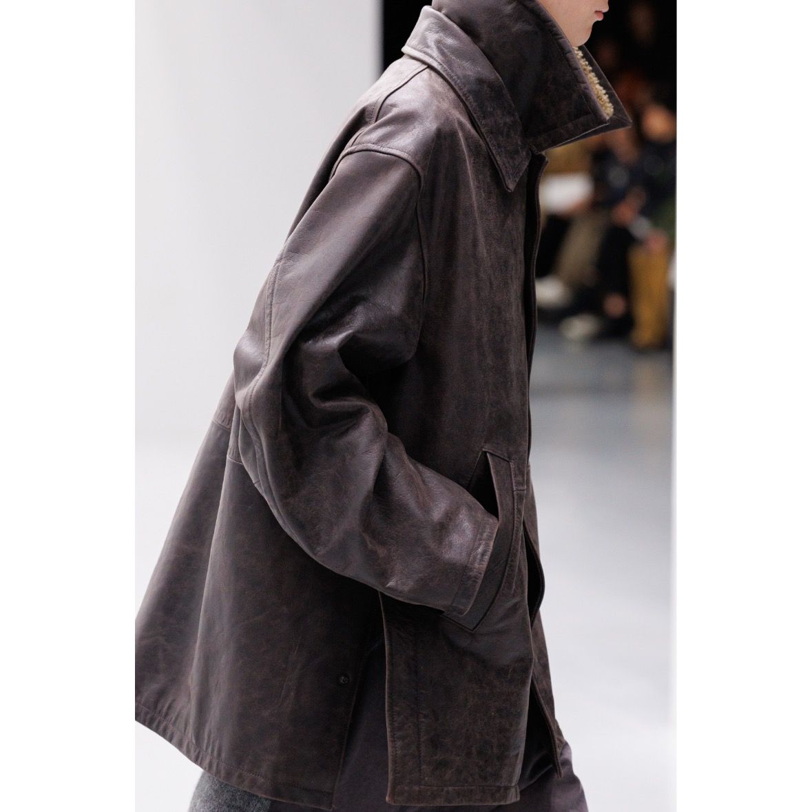 【残りわずか】Shearling Collar Leather Car Coat