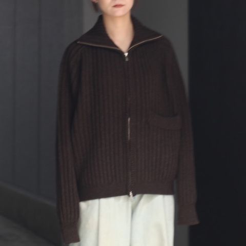 【残り一点】Wide Rib Highneck Zip Cardigan